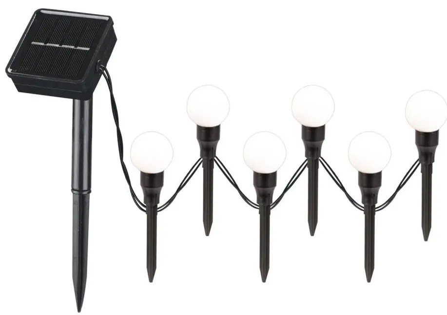 Lampada LED solare KULKI 6xLED/1,2V 600 mAh 4,3 m IP44 nero/bianco