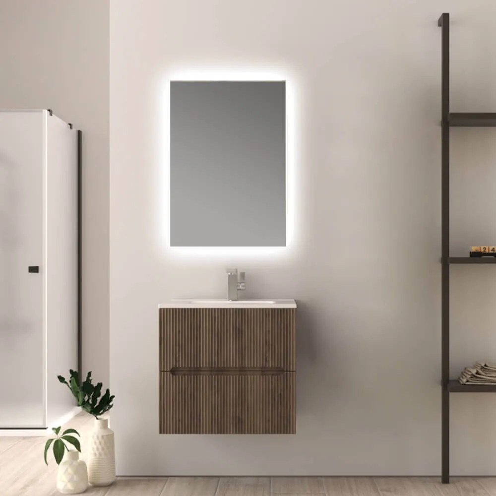 Mobile bagno cannettato 60 cm colore Noce Riga