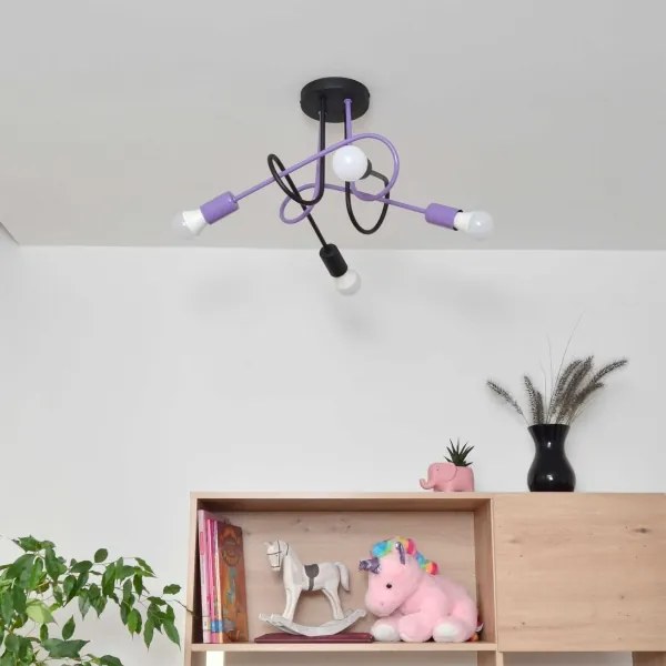 Lampadario a plafone OXFORD 4xE27/15W/230V nero/viola
