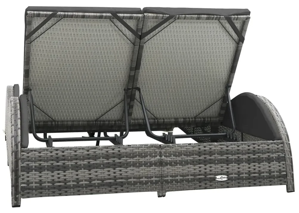 Lettino prendisole doppio con cuscino in polyrattan antracite