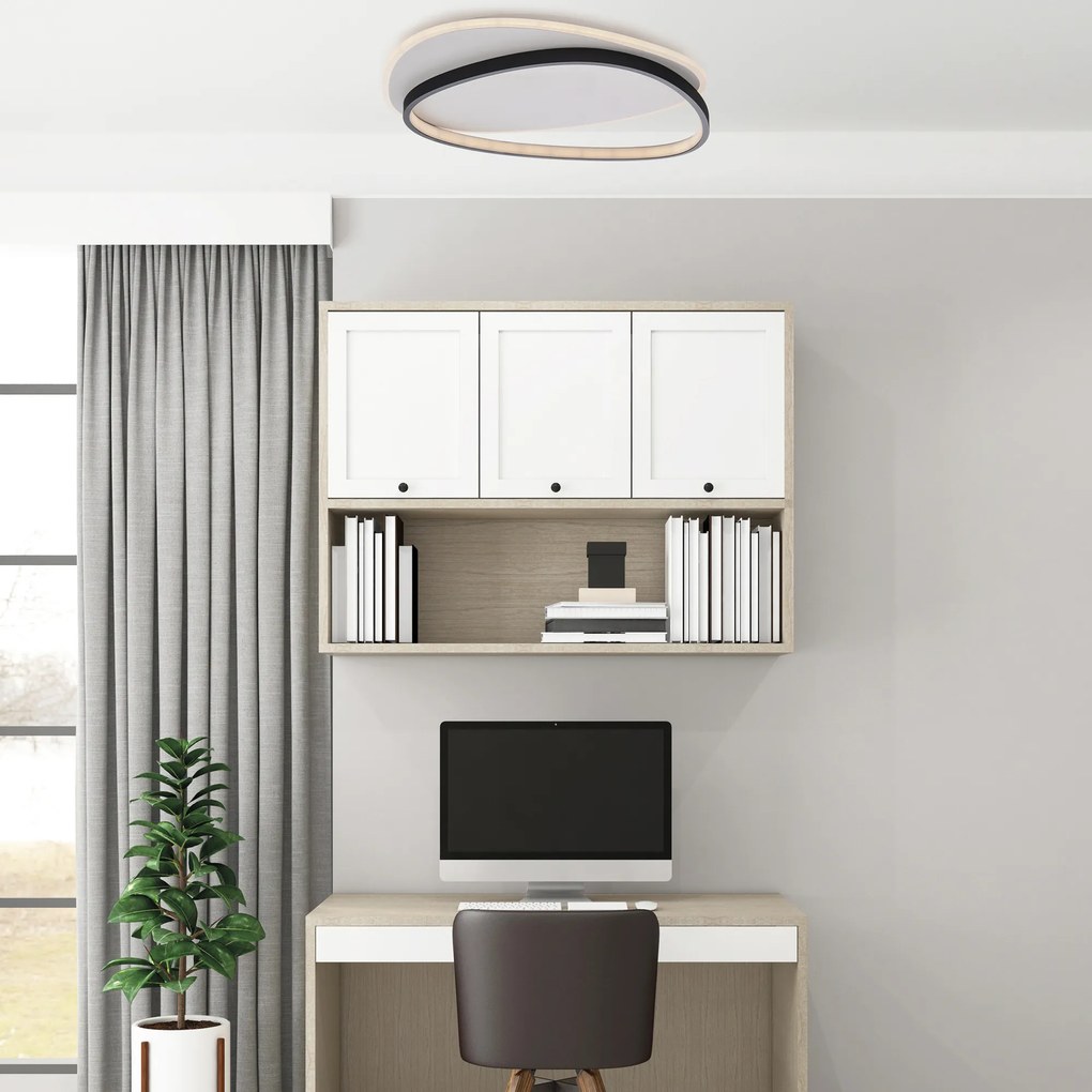 Plafoniera Moderna Amy Led Integrato Cct Alluminio Bianco E Nero 52 W