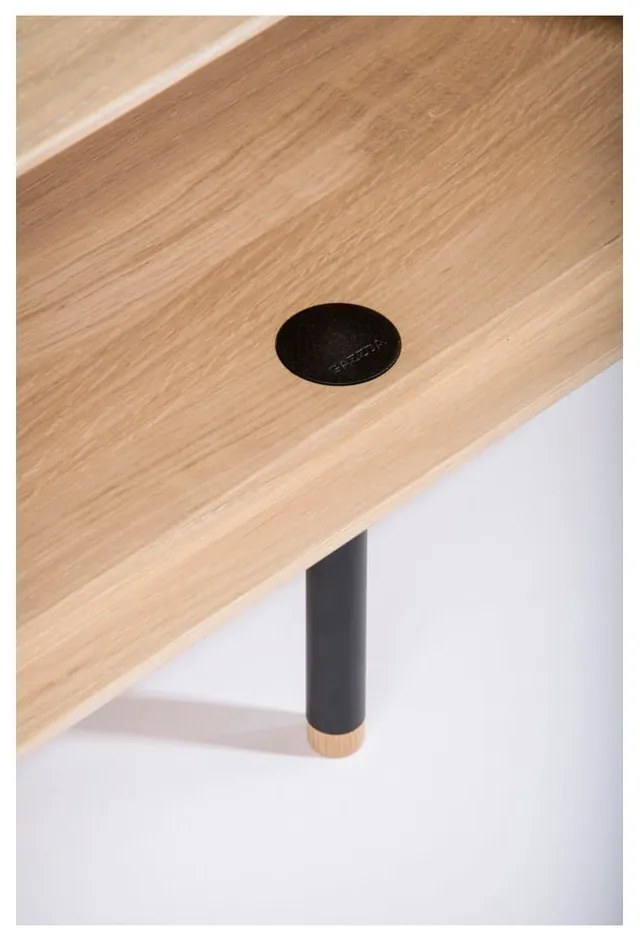 Tavolo TV in legno di quercia di colore nero-naturale 200x48 cm Fina - Gazzda