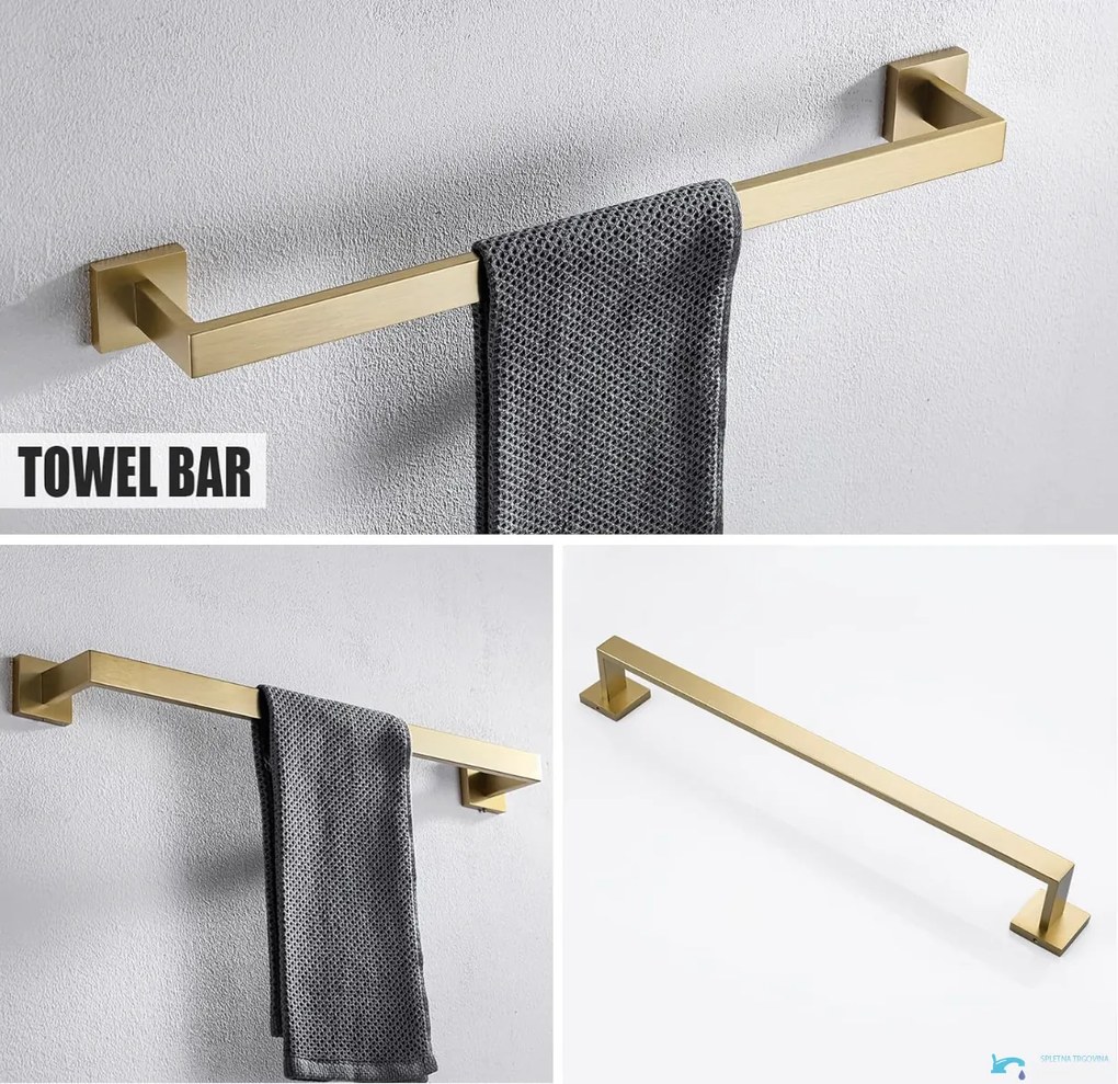 Set di accessori da bagno a parete EYN BA1214 in acciaio inox oro spazzolato