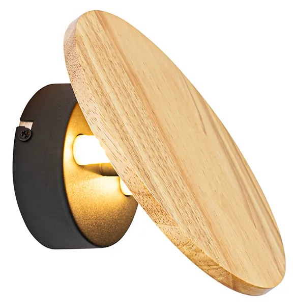 Applique da parete rotonda in legno rustico - Pulley