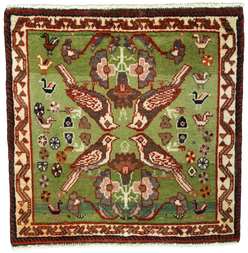 Shiraz Tappeto 60x60 Rosso (Iran) Annodato A Mano