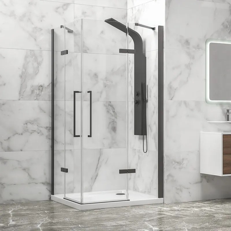 Box doccia 80x100 colore gun metal battente | KT1000GM - KAMALU
