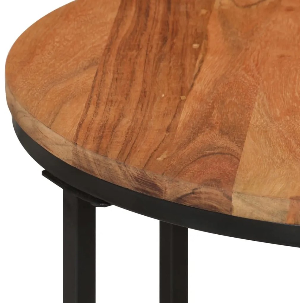 Tavolino salotto 45x45x35cm in legno massello di acacia e ferro