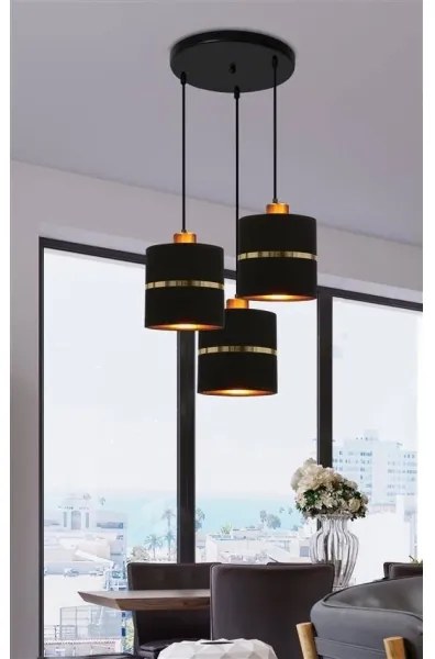 Lampadario a sospensione con filo ASSAM 3xE27/60W/230V nero