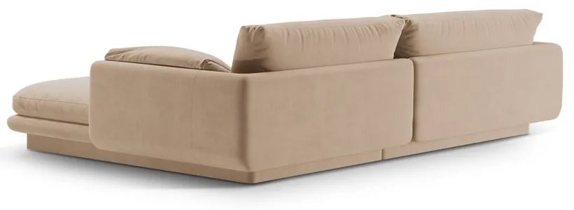 Divano angolare beige (con penisola a sinistra/con chaise lounge) con rivestimento in velluto Torino – Micadoni