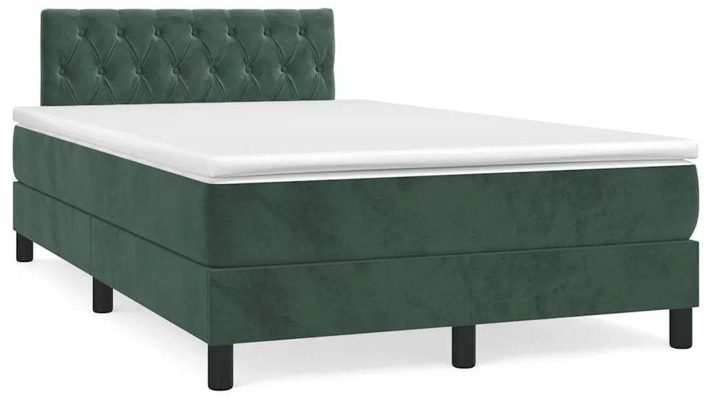 Letto A Molle Con Materasso E Led Verde Scuro 120x190cm Velluto /