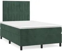 Letto a Molle con Materasso e LED Verde Scuro 120x190cm Velluto 3270326