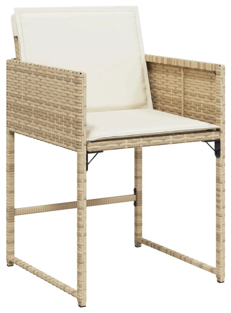 Set da pranzo da giardino 15 pz con cuscini beige in polyrattan