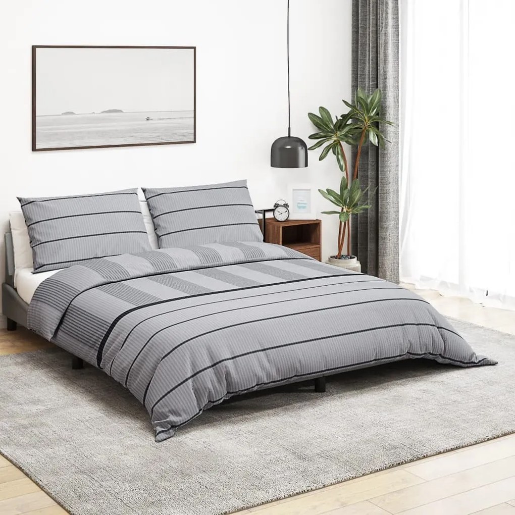 Set Copripiumino Grigio 140x200 Cm İn Cotone /