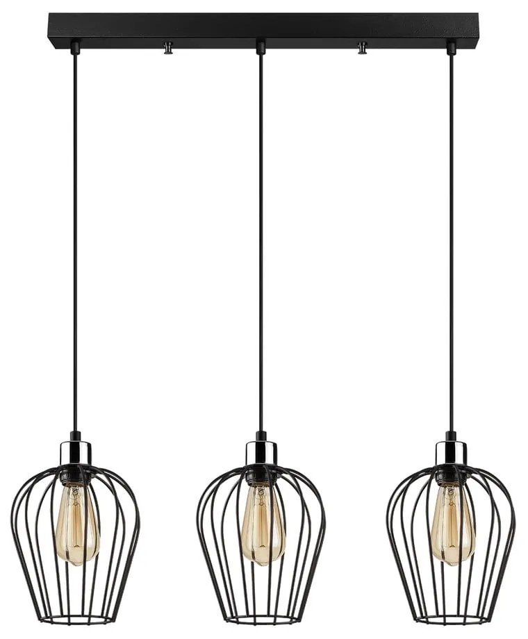 Lampada a sospensione nera per 3 lampadine Tel Long - Opviq lights
