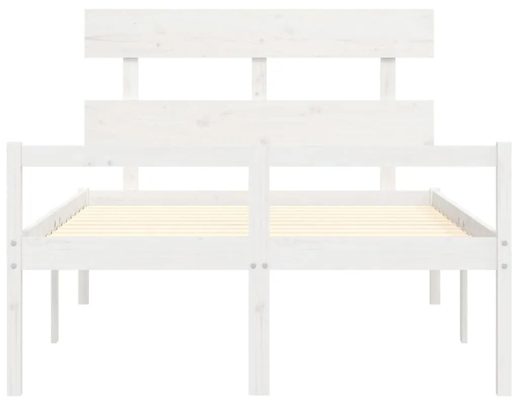 Letto per Anziani con Testiera Bianco 140x190 cm Legno Massello