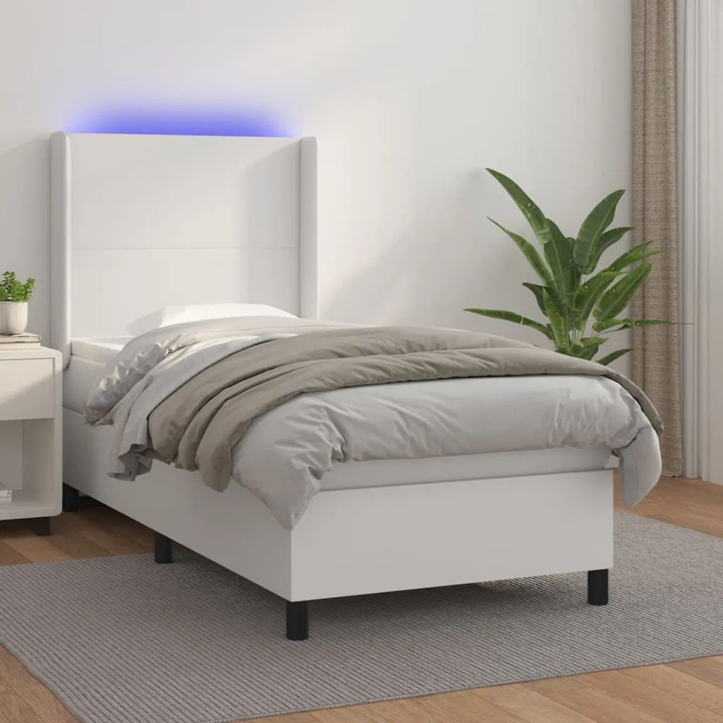 Giroletto Molle Con Materasso E Led Bianco 90x190 Cm Similpelle /
