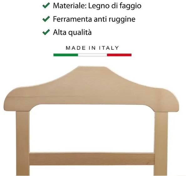 Indossatore da camera in legno massello ELEGANCE NATURALE