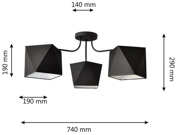 Lampadario ADAMANT 3xE27/15W/230V nero