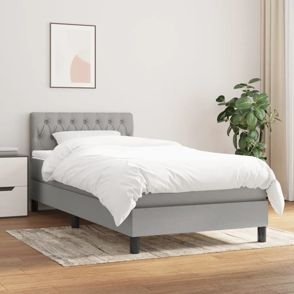 Giroletto A Molle Con Materasso Grigio Chiaro 90x190 Cm Tessuto /