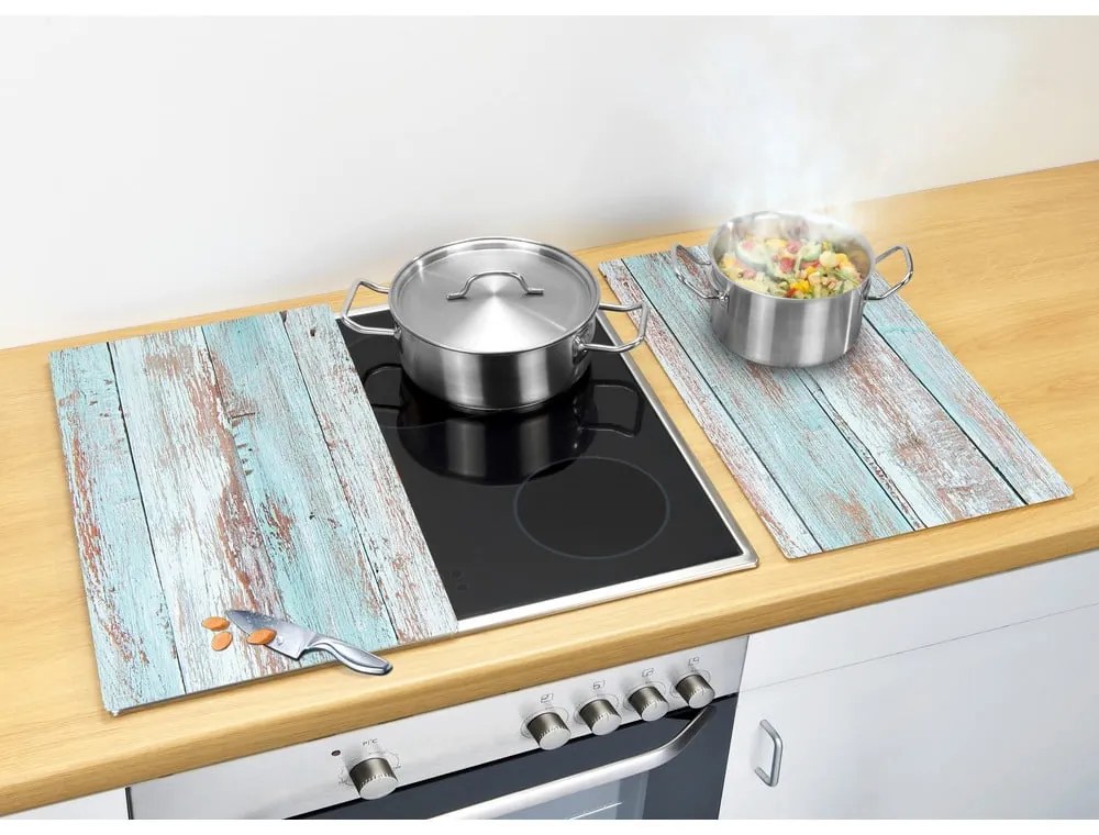 Set di copri fornelli in vetro temperato 2 pz 30x52 cm Blue Wood – Allstar