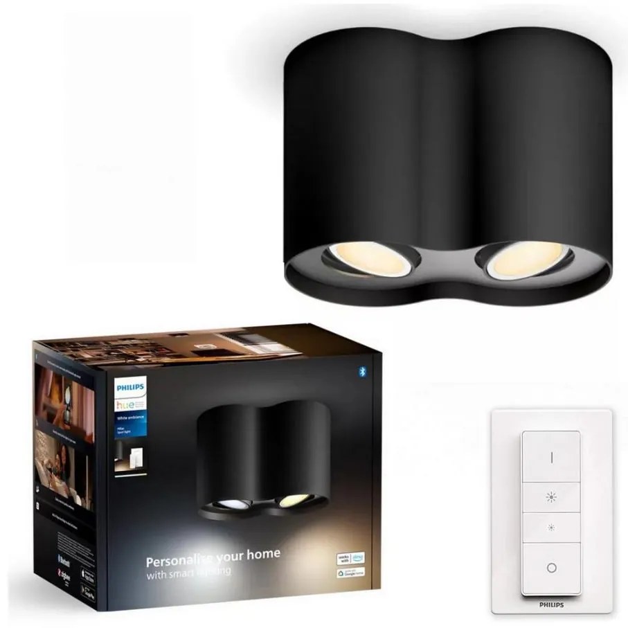 Philips - Faretto LED dimmerabile Hue PILLAR 2xGU10/4,2W/230V + +TC nero