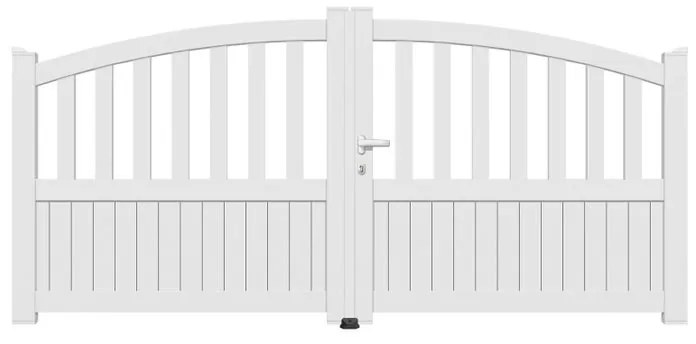 Cancello manuale a braccio articolato e a martinetto GARDENGATE Florenca battente  in alluminio, apertura a destra, L 300 x H 119.6 cm, di colore bianco