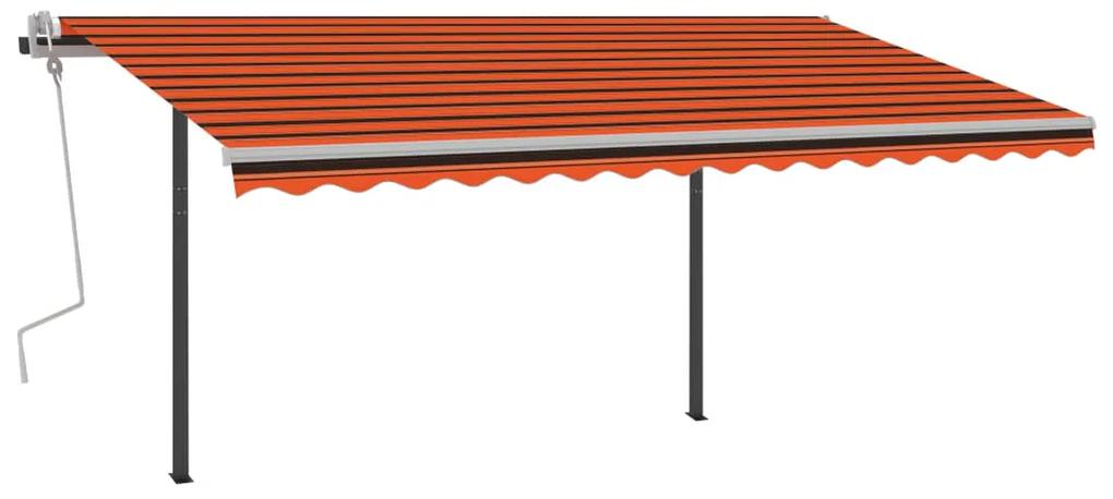 Tenda Retrattile Automatica con Pali 4x3 m Arancio e Marrone
