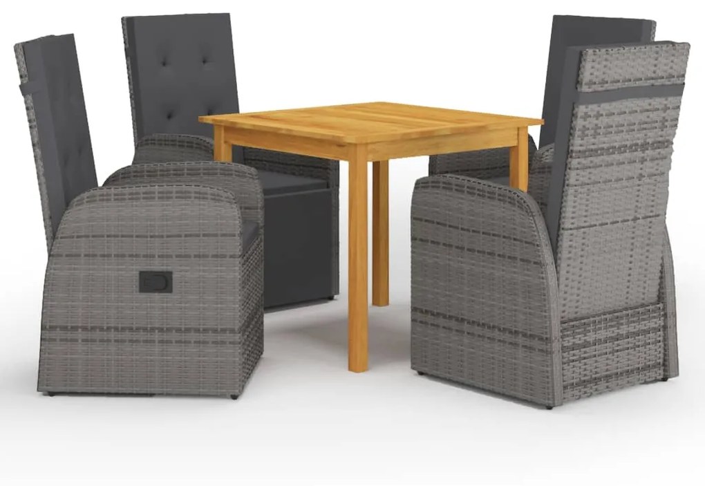 Set Mobili Da Pranzo Per Giardino 5 Pz Grigio /