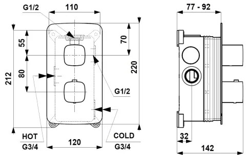 KFA Armatura 5759-001-00 - Miscelatore doccia termostatico per installazione da incasso MALAGA, cromo lucido