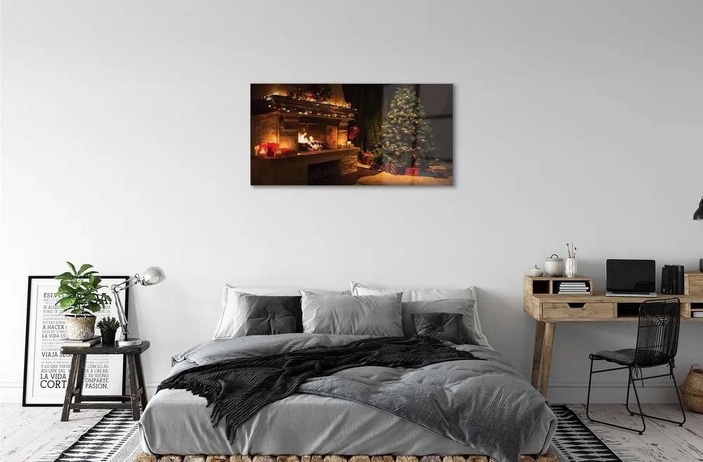 Quadro su vetro Albero di natale decorazioni per caminetti regali 100x50 cm