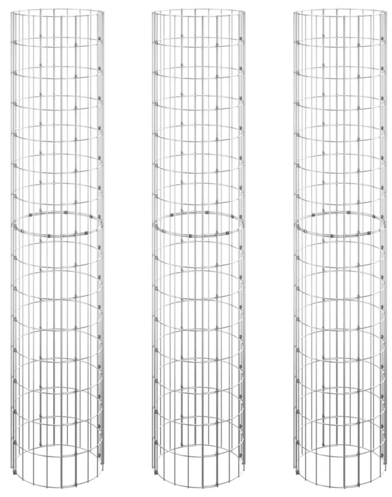 Fioriere Gabbione Circolare 3 pz in Acciaio Zincato Ø30x150 cm