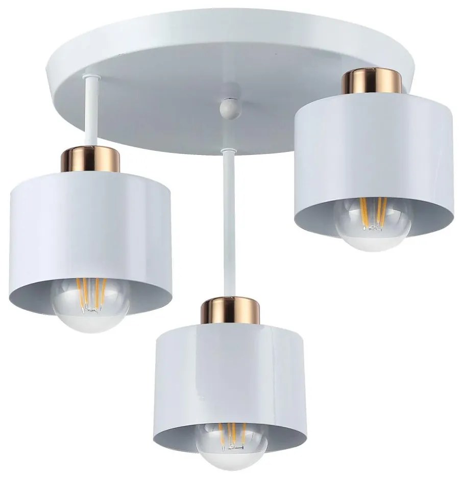 Lampadario a sospensione con supporto rigido 3xE27/35W/230V diametro 30 cm bianco/oro