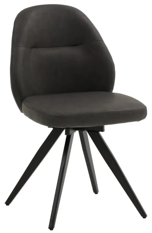 Set di sedie girevoli ZENNENDAL in similpelle antracite e gambe in metallo nero