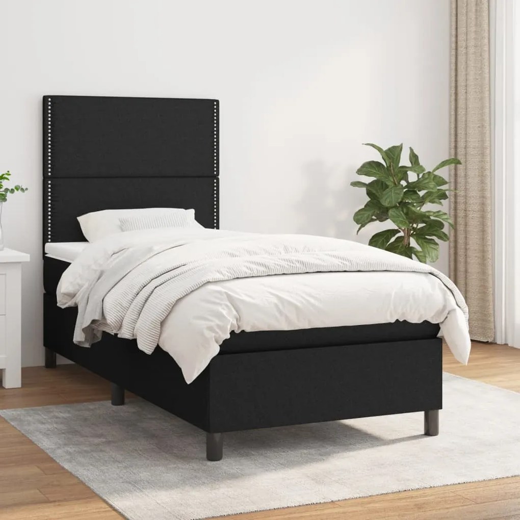 Giroletto A Molle Con Materasso Nero 100x200 Cm İn Tessuto /
