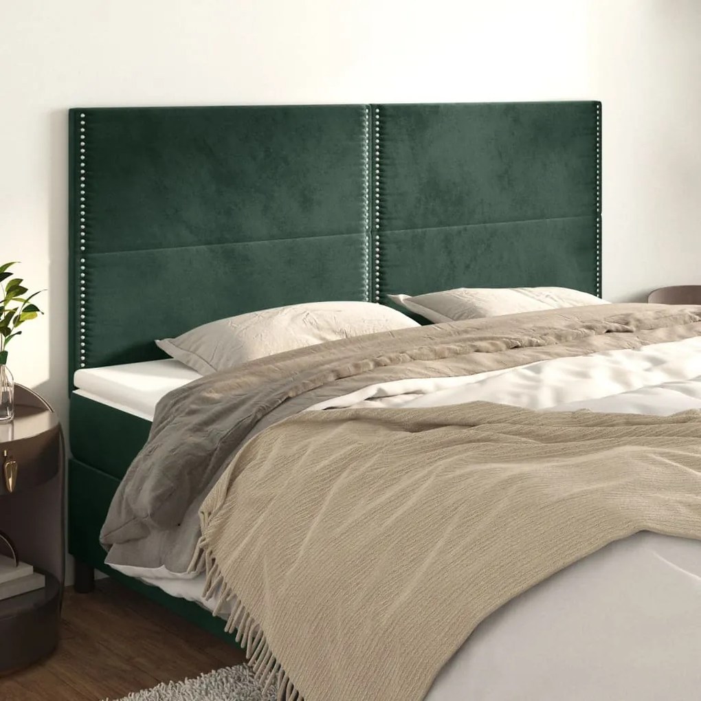 Testiere 4 Pz Verde Scuro 100x5x78/88 Cm İn Velluto /