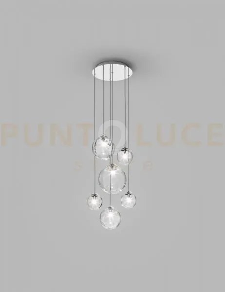 Puppet sospensione r6 cristallo trasparente cromo lucido 6 luci att...