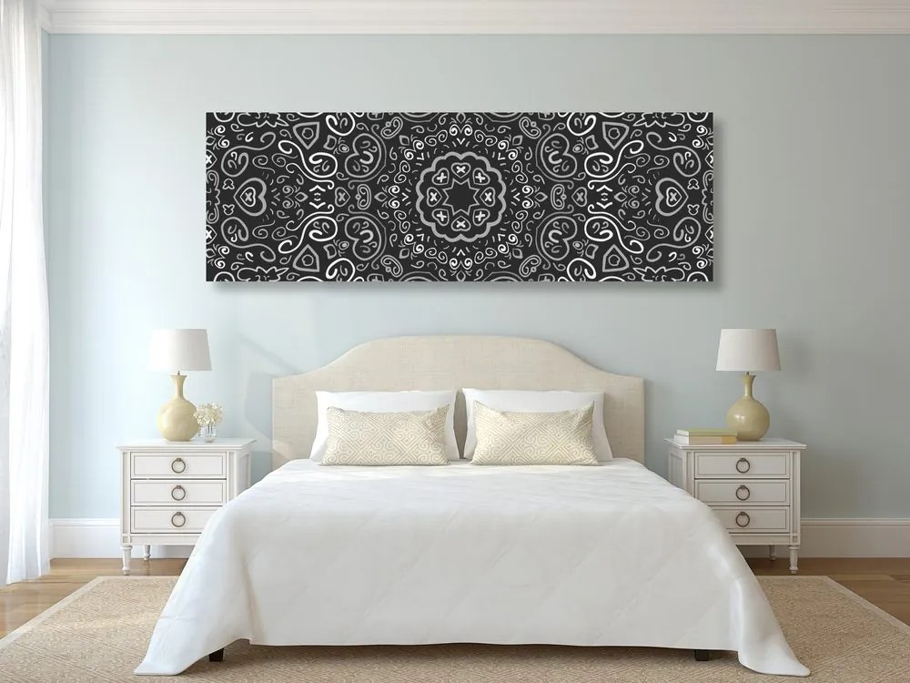 Stampa su tela – Mandala dell'amore in bianco e nero