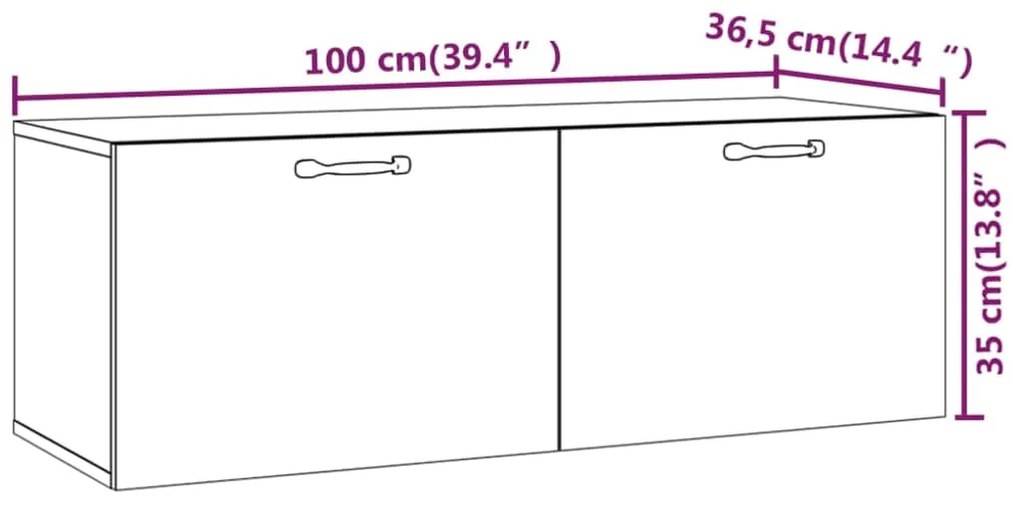 Mobile Pensile Grigio Sonoma 100x36,5x35 cm Legno Multistrato