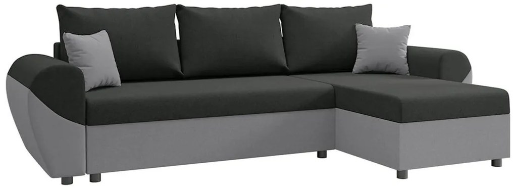 Divano letto angolare e reversibile in Tessuto Nero e Grigio LIERNO