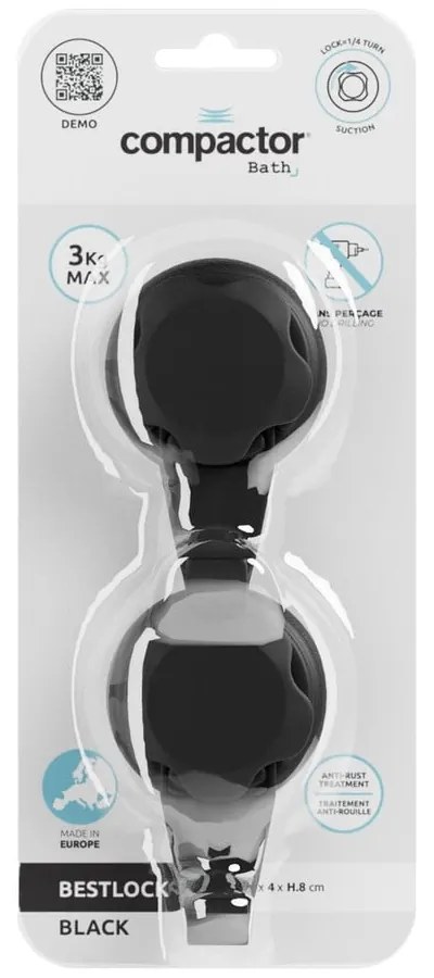 Set di ganci senza foratura neri in acciaio 2 pz Bestlock – Compactor