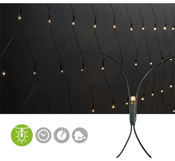 Nedis CLLN160 - Tenda natalizia LED 160xLED/7 funzioni 5m IP44 bianco caldo