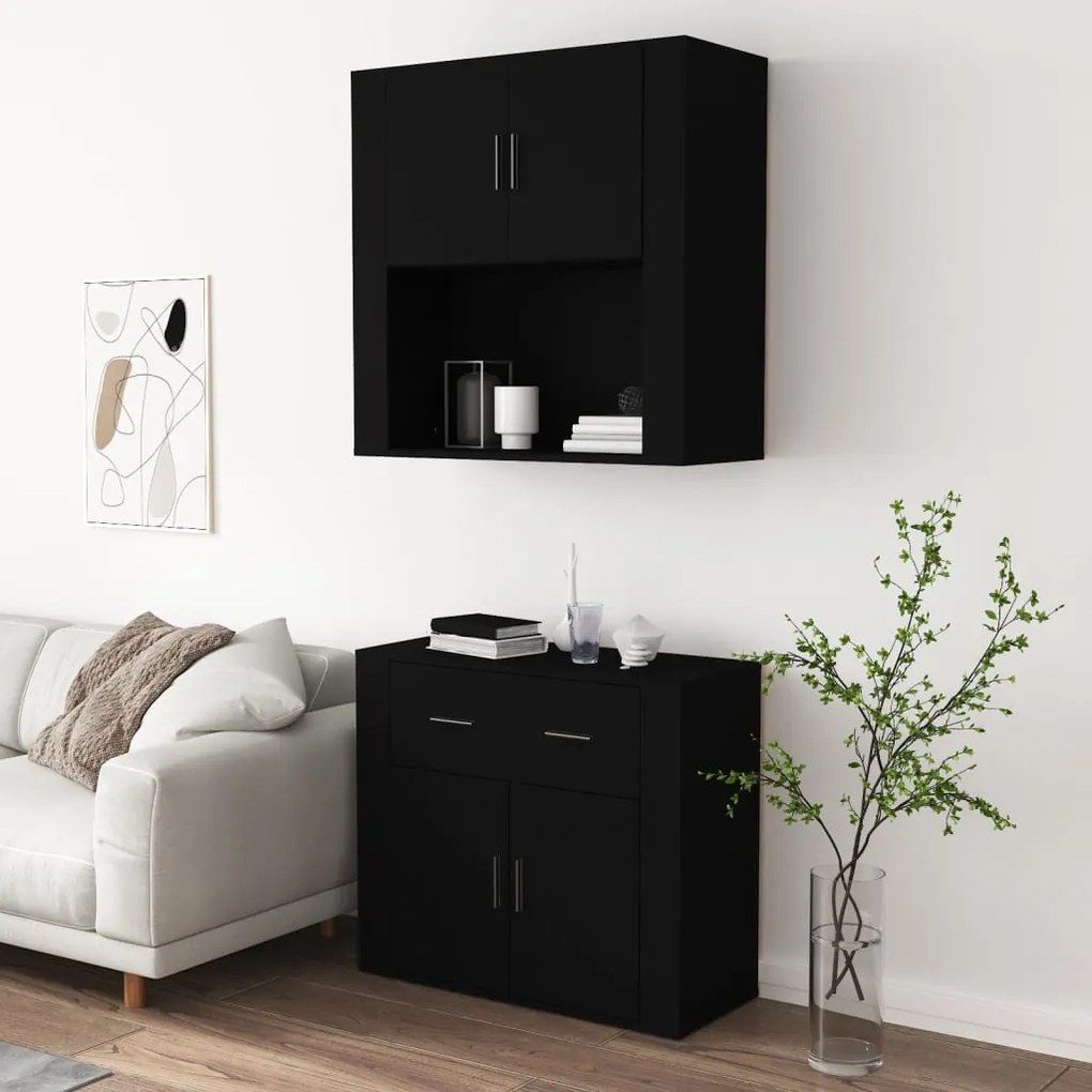 Credenza nera in legno multistrato