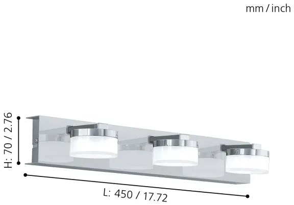 Eglo 96543 - Lampada LED dimmerabile da bagno ROMENDO 1 3xLED/7,2W/ IP44