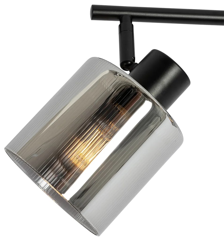 Faretto da soffitto nero con vetro fumé 3 luci orientabili - Laura