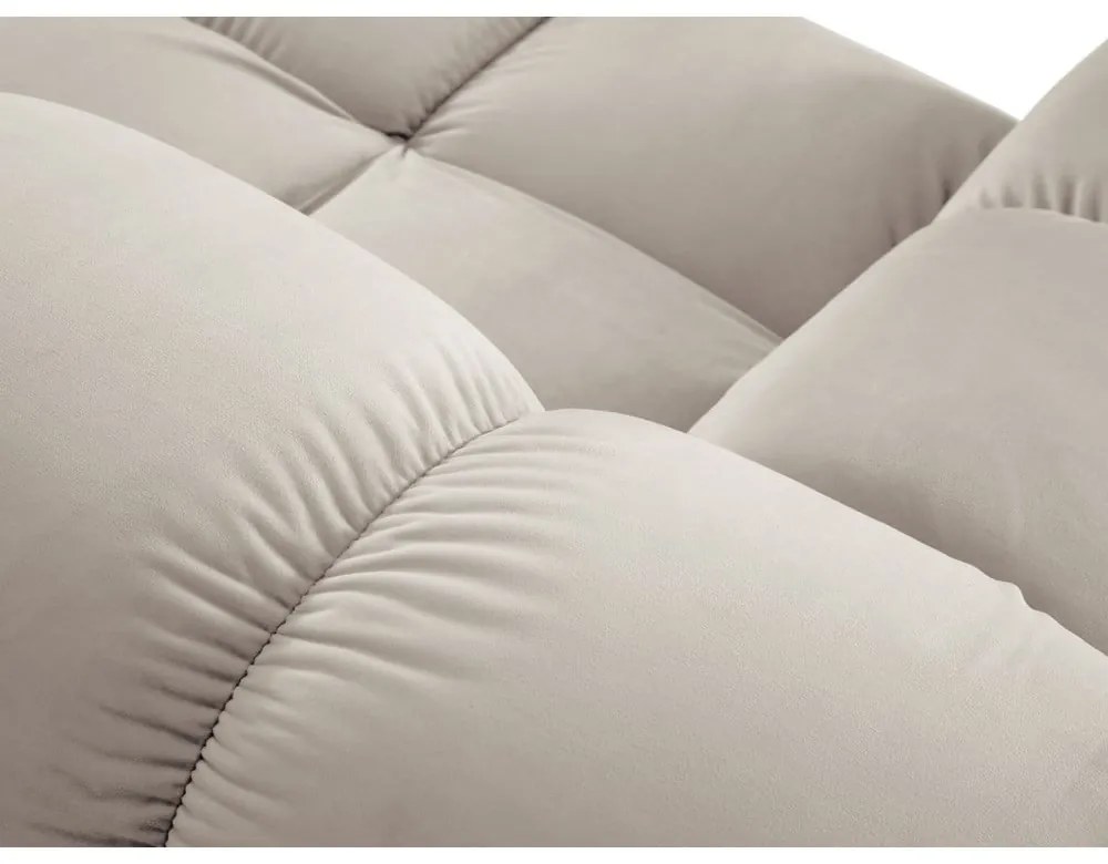 Divano angolare componibile beige (con composizione variabile) con rivestimento in velluto Bellis – Micadoni