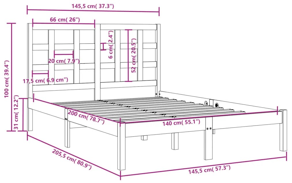 Giroletto Miele in Legno Massello 140x200 cm