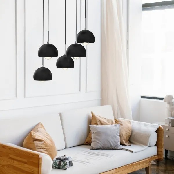 Lampadario su corda COOL 5xE27/60W/230V nero