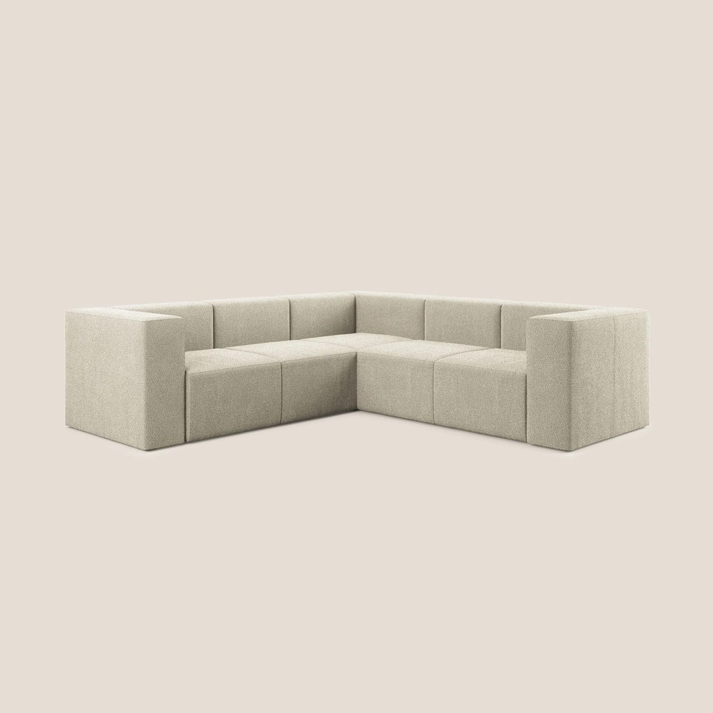 Nettuno divano angolare componibile reversibile in morbido tessuto bouclè T07 beige