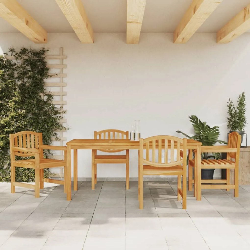 Set Da Pranzo Per Giardino 5 Pz İn Legno Massello Di Teak /