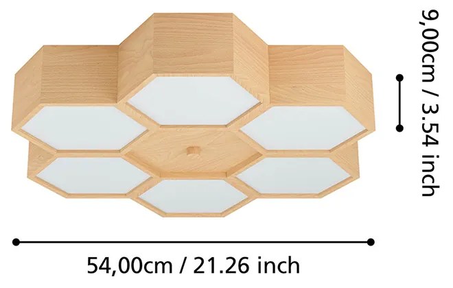 Plafoniera Industrial Mirlas 6 Luci Legno Marrone